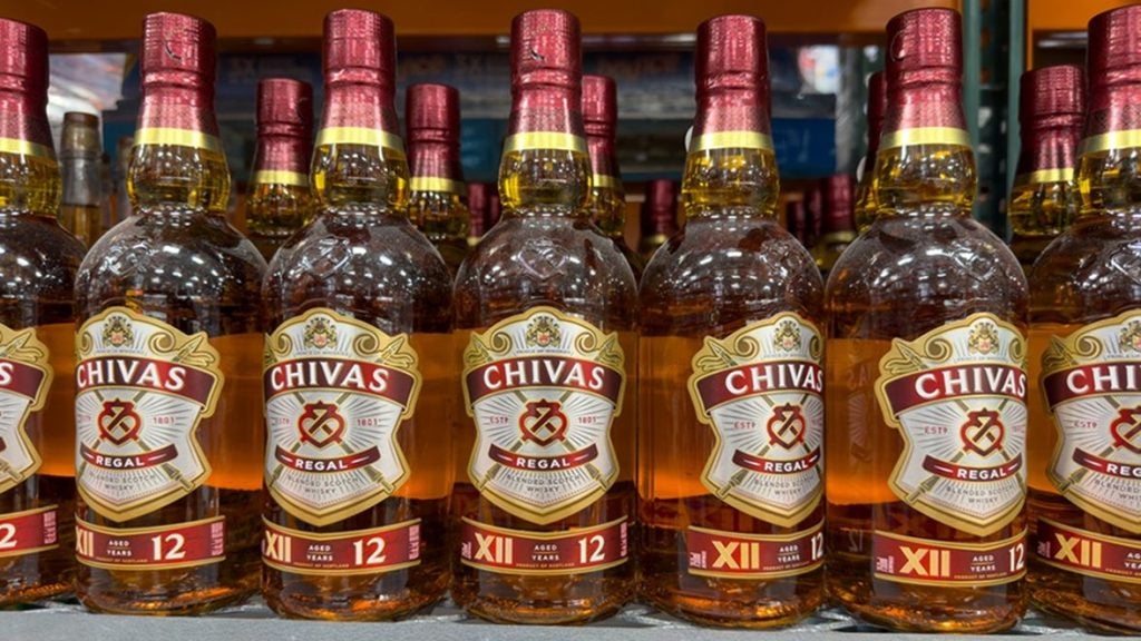 Bottles of Chivas Regal Scotch whisky on sale in Los Angeles, United States, 30 September 2023